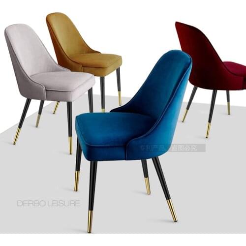 Modern Fashion Design Luxury Gold Color stainless steel Loft Upholstered soft cover Velutum fabric pad Dining Side chair 1PC