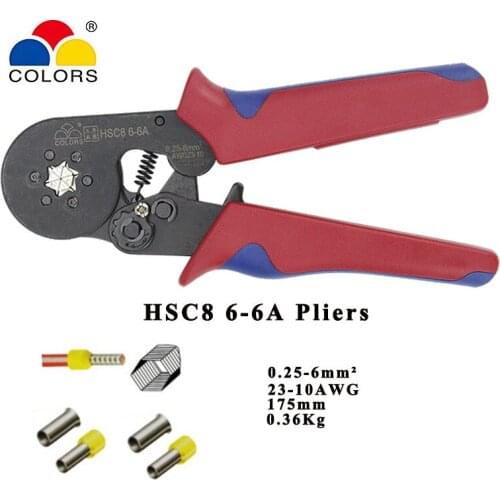 Tubular terminal crimping tools mini electrical pliers HSC8 6-6A 0.25-6mm2 23-10AWG 1050PCS terminal high precision clamp pliers