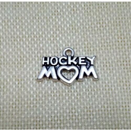HOCKEY MOM charm antique silver plated jewelry