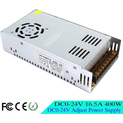 Universal Regulated DC0-24V 16.5A 400W Switching Power Supply Driver Transformer 110V 220V AC-DC 24V SMPS For Led Strip Lamp