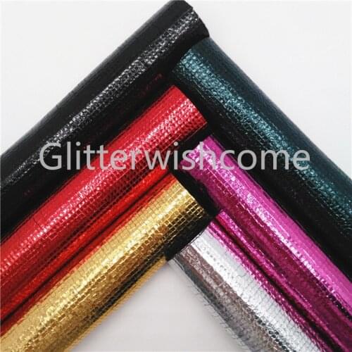 Glitterwishcome 21X29CM A4 Size Vinyl For Bows Metallic Crack Leather Fabric Faux Leather Sheets for Bows, GM572A