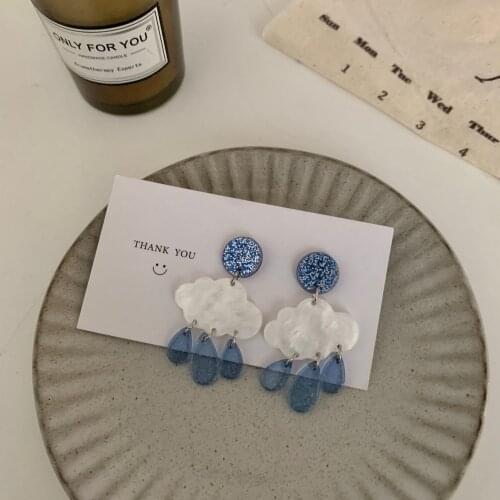 Cloud Raindrop Acrylic Women Earrings Korean Temperament Short Ear Stud Cute Small Fresh Apparel
