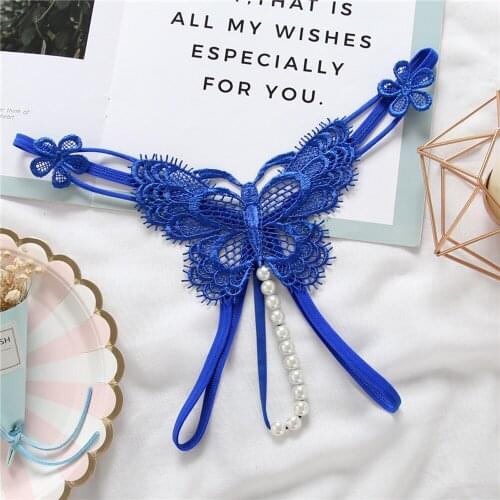 Womens pants sexy beading g-strings underwear butterfly embroidery thongs appliques open sex bragas mudante intimates XXS-XL