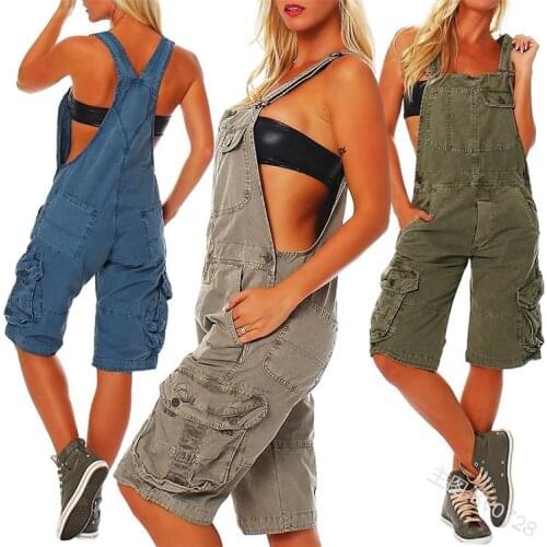 2020 Shoulders Pocket Overall Tooling Leisure Womens Jeans Women Girl Washed Denim Jumpsuit Ladies Casual Jean Rompers