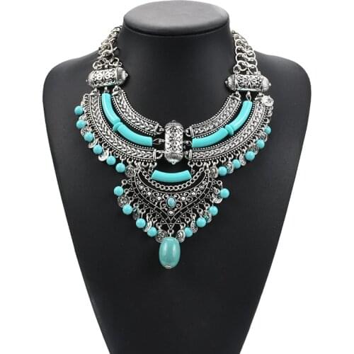 Boho Ethnic Big Bib Maxi Choker Necklaces Women Jewelry Indian Statement Layered Gypsy Power Large Collar Necklace Pendant Femme