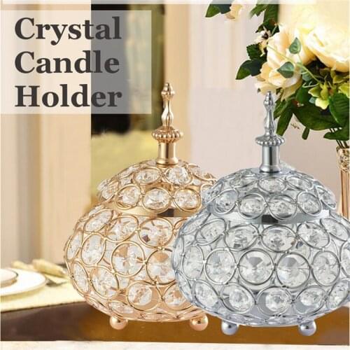 Vintage Hollowed Crystal Candle Holder Home Wedding Table Decorative Candlestick with Lid