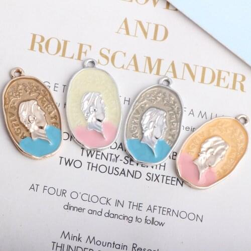 10pcs Fashion Metal Male Face Shape Enamel Charm Pendant for Earring Necklace Bracelet Making DIY Jewelry Findings