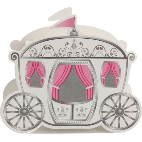 10pcs Miniature Paper Pumpkin Carriage Candy Gift Box For Princess Wedding Party Guests Present Cinderella Package Europe Style