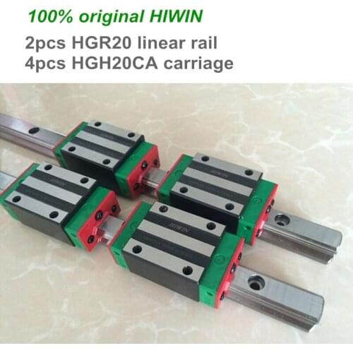 2pcs 100% HIWIN linear guide rail HGR20 850 900 950 1000 1050 mm with 4 pcs hiwin hgh20ca for CNC parts