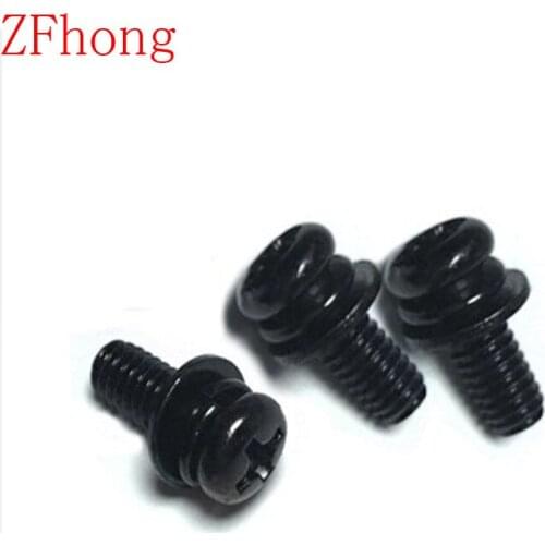 20pcs M6*10/12/16/20/25/30/35/40 steel with black phillips three parts Pan Head Combination screw
