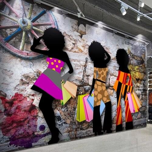 Custom 3D Photo Wallpaper Retro Nostalgia Hand Painted Graffiti Beauty Art Wall Murals Fashion Clothing Store Decor Poster Paper