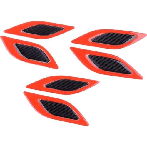 6Pcs/Set Red Carbon Fiber Texture Car Stickers Safety Reflective Tape Bumper Warning Mark Accessories