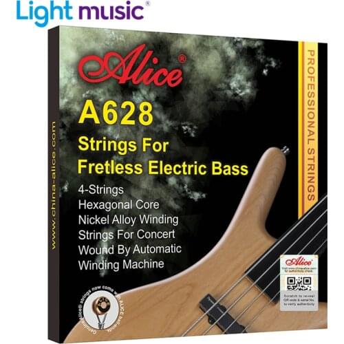 Alice A628 Fretless 4 Electric Bass Strings Full Set 4 Strings Hexagonal Core Nickel Alloy Wound Gold Ball-End Bass String