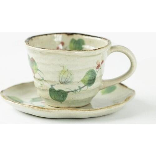 Art Design Coffee Cup with Saucer Handmade Pottery Tea Cup Vintage Japanese Tazas De Cafe Family Drinkware 5050BD