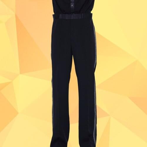 Latin Dance Pant Male Black Fringe Standard Pant Men Square Fitness Chacha Professional Trousers Ballroom Dancing Suit B-6979