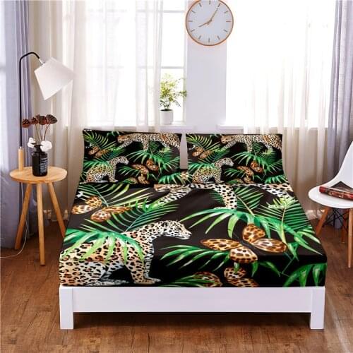 Romantic Flower Digital Printed 3pc Polyester Fitted Sheet Mattress Cover Four Corners with Elastic Band Bed Sheet Pillowcases