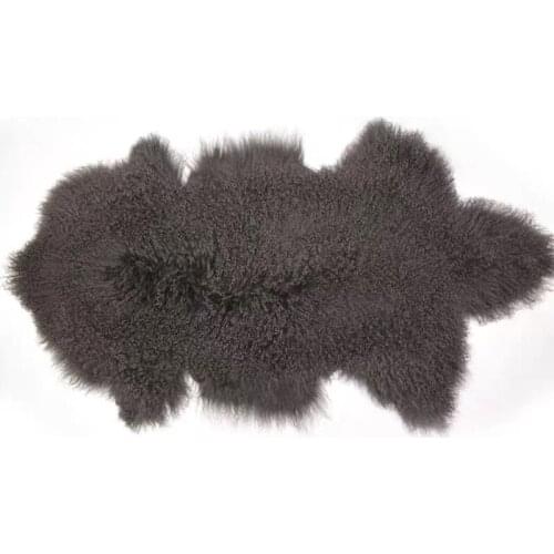 CX-D-60 Long Hair Mongolian Lamb Fur Throw Blankets Real Fur Carpet