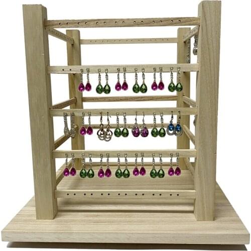 Manually Rotating Earrings Wooden Display Racks Jewelry Earrings Display Racks Earring Storage Racks Live Earrings Display Props