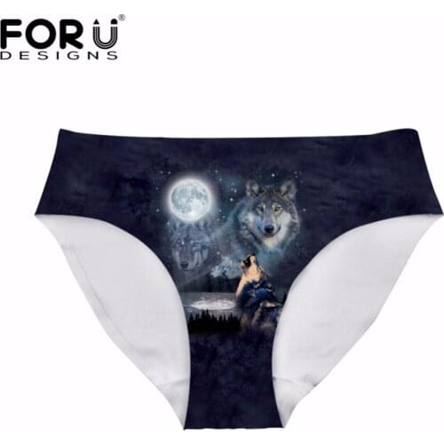 FORUDESIGNS Cool Wolf Printing Women Seamless Underwear 3D Pattern Fashion Female Sexy Panties Breathable Briefs for Woman Girls