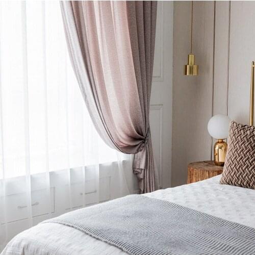 Finished Light-transmitting Curtain Modern Simple Curtain Double-sided Blackout Printing Curtains for Living Dining Room Bedroom