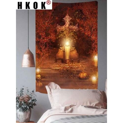HKOK Forest Tree Tapestry Elephant Psychedelic Mushroom Wall Hanging Background for Living Room Bedroom Home Dorm Decor