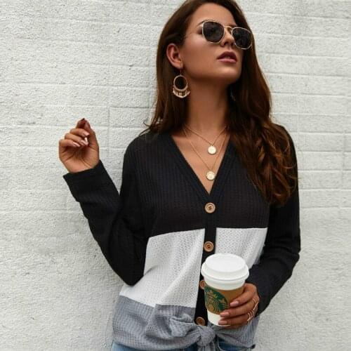 Cardigan Sweater V Neck Sweater Ladies Clothing 2021 Fashion Women Black Jersey Knit Woman Long Sleeve Sweater Pull Femme Hiver