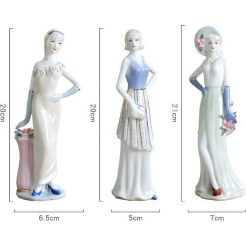Ceramic Sculpture Figurine Beauty Statue Home Crafts Decorative Ornament for Office Decoration Birthday Wedding Girlfriend Gift