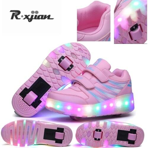 Girls heel two-wheeled boy skates boys and girls skating skates charging glowing multi-color style