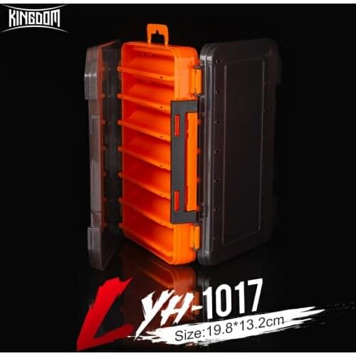 Kingdom Double Sided Fishing Tackle Boxes 14 Compartments Bait Lure Hook Accessories Storage Case DIY Large Space Fishing Box