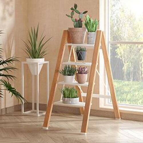 Small Ladder Household Folding Herringbone Ladder Multi Function Thickened Aluminum Alloy Flower Rack Ladder Stool Three
