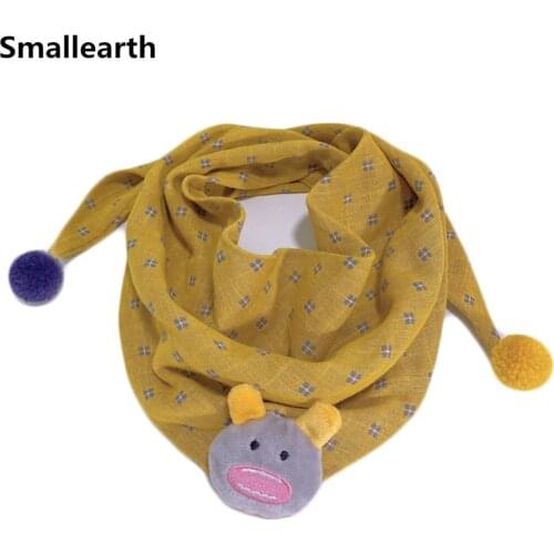 2020 New Spring Autumn Cartoon Baby Triangle Scarves Cotton Linen Boys Girls Scarf Bibs Toddler Children Neck Wear Baby Scarf