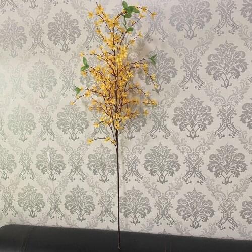 Single Yellow Artificial Silk Winter Jasmine Hotel Wedding Party Simulation Flower Living Room Decoration Florals