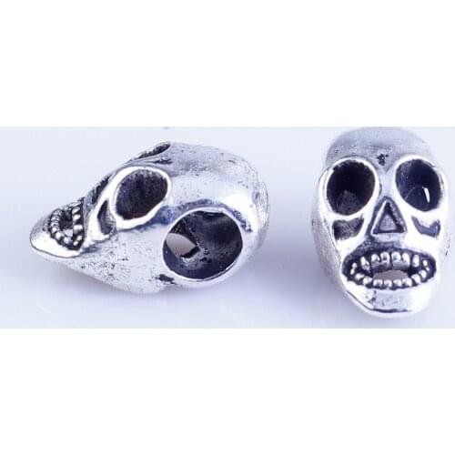 Wholesale 15*7.5 silver plated steampunk style Skull Big Hole Beads Fit Bracelet Skull European