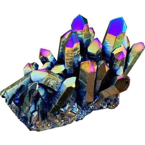 Natural Quartz Crystal Rainbow Titanium Cluster Rare Healing Stone Reiki Specimen Mineral Decoration Craft E7E4
