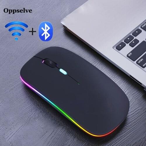 Oppselve Wireless Mouse RGB Bluetooth Computer Mouse Silent Rechargeable Ergonomic Mause With Backlit USB Optical Mice For PC