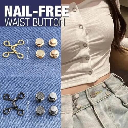 Nail-free Waist Buckle Adjustment Buckle Jeans Waist Extension Buckle Snap Button Nail-free Detachable Adjust Buckle Hooks