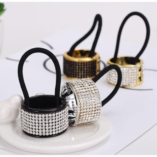 New Fashion Hairband Women Hair Accessories Scrunchy Punk Ponytail Holder Plastic Crystal Hair Ring Elastic Hair Band Ring