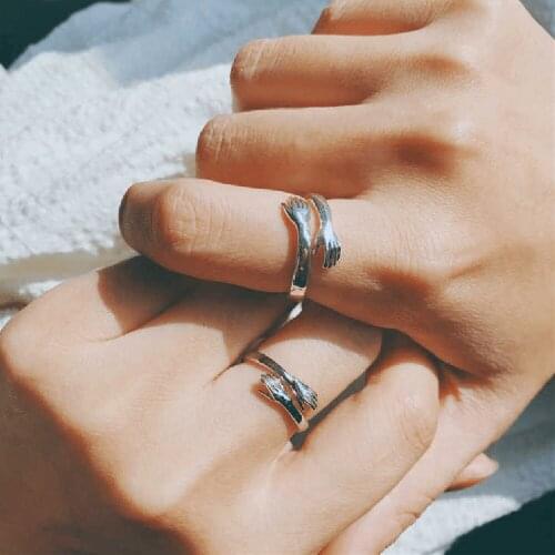 Romantic Adjustable Couple of Lovers' Rings Valentines Day Anniversary Statement Ring Love Hug Confession Gift
