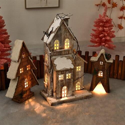 Christmas 2020 Xmas Decoration Home Decorations House Cottage Light Decor Gift Wooden новый год Navidad Natal рождество Noel