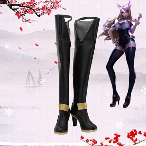 Game LOL KDA Ahri Cosplay Boots Ahri Over-Knee High Heel Leather Shoes Custom Made for Unisex
