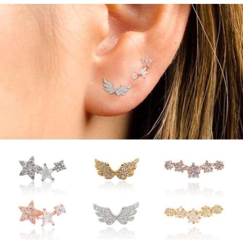 1PC Butterfly Stainless Steel Cz Ear Piercing Jewelry Cartilage Stud Earring Helix Tragus Conch Rook Lobe Screw Back Earrings