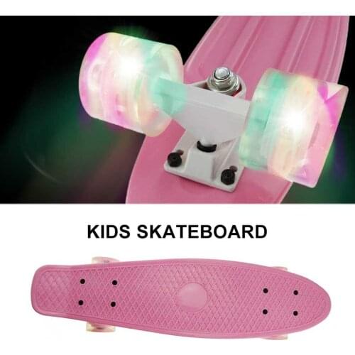 22 Inch Beginner Children Four-wheel Small Fish Board Skateboard LED Flash Wheel Single Kick Brush Street Board For Kids Boys