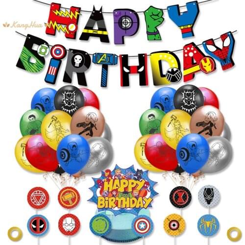 Super Hero Black Panther The Avengers Balloon Theme Banner Set Latex Balloons Kids Birthday Party Decoration Baby Shower Balloon