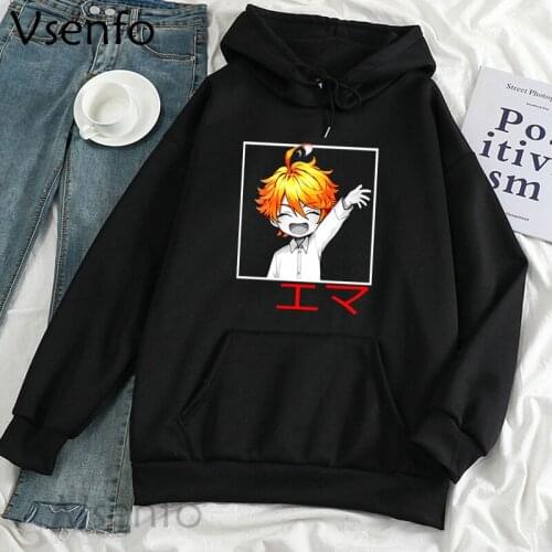 The Promised Neverland Emma Norman Graphic Anime Hoodies Women Men Winter Fleece Pullover Cartoon Kawaii Clothes Female Clothing