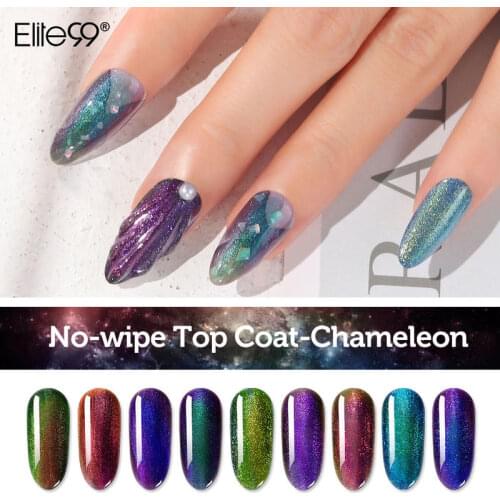 Elite99 10ml No-Wipe Chameleon Top Coat Soak Off Shimmer Gel Polish Hybrid Varnishes Nail Art Gel Lacquer Enamel Manicure