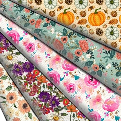 1/2yard Flower Printed Bullet Textured Liverpool 4 Way Stretch Spandex Knit Fabric For Baby HeadWrap Bummies