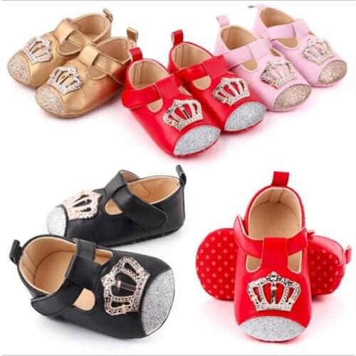 New Baby Spring Shoes Infants Soft Bottom First Walkers Newborn PU Crib Shoes Antislip Baby Girls Princess Shoes