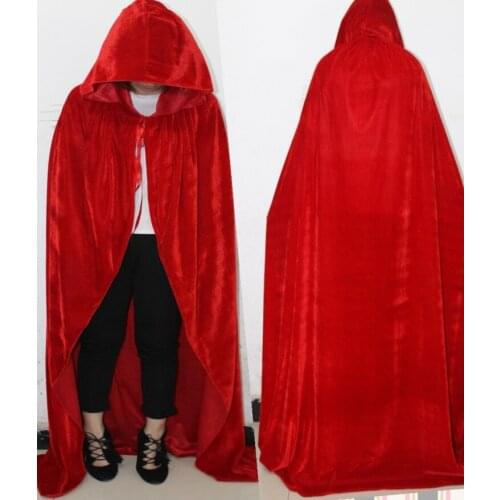 Velvet Halloween Vampire Cape Cloak Death Long Robe Ghost Witchcraft Cloak Medieval Renaissance Victorian Hooded Cosplay Cape