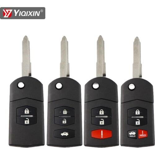 YIQIXIN Remote Key Case Shell For Mazda 3 5 6 Series M6 RX8 MX5 Car Key 2/3/4 Buttons Key Replace Folding Flip With Uncut Blade