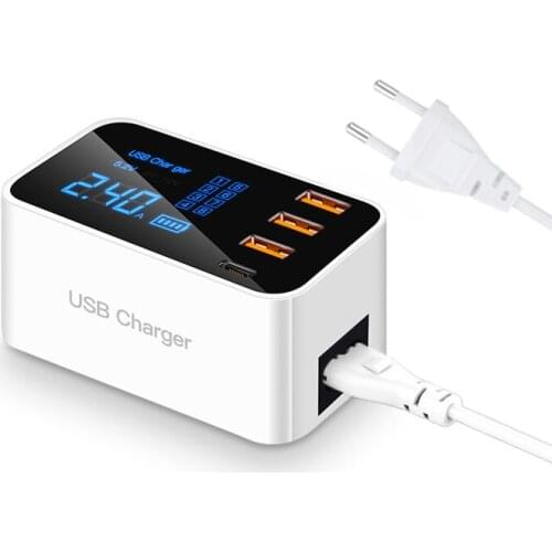 Quick Charge Type C USB Charger Led Display Wall Charger Fast Mobile Phone Charger For iPhone Samsung USB Adapter EU US Plug